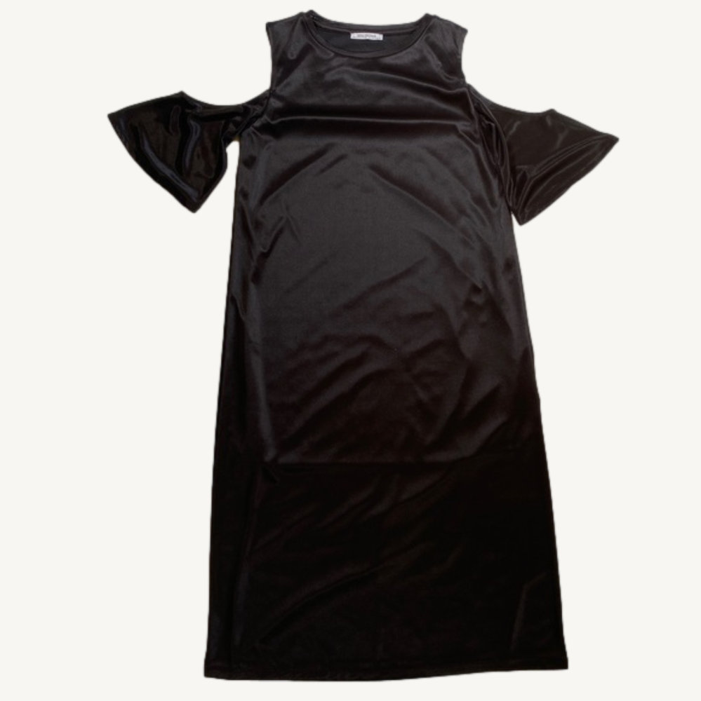 Zara Black Mid Length Shoulder Cut Out Dress Small